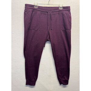 Womens Heathered Purple Jogger Pants Drawstring Waist Pockets Knit Loungewear